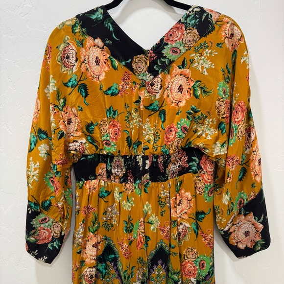 Anthropologie Printed V-Neck Maxi Dress Women's 4 Bohemian Floral Kimono Sleeve - Picture 10 of 16